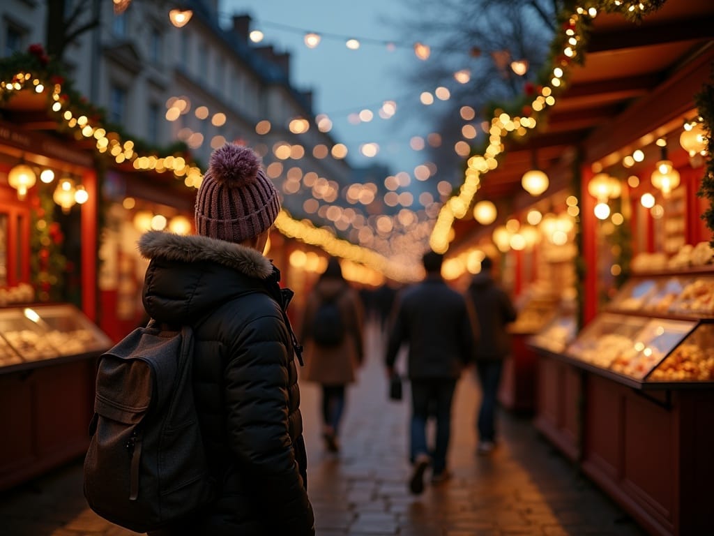 US family enjoys evening at UK Christmas market under festive lights
