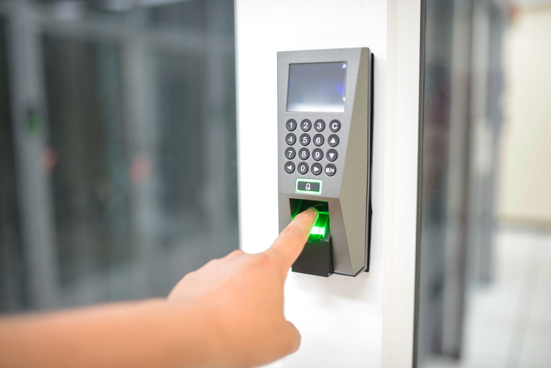 Fingerprint biometric scanner close-up